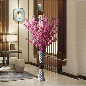 Fleurs décoratives 123 CM Artificielle Cerisier Printemps Prune Pêche Fleur Branche Soie Fleur Arbre Maison Fête De Mariage Décor Faux