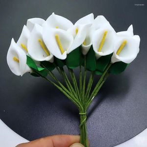 Fleurs décoratives 144pcs Artificiel Mini Calla Lily Flower Heads Fake Floral Bouquet For Crafts Scrapbooking Garden Wedding Bridal