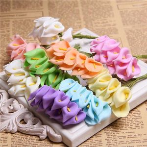 Fleurs décoratives 144pcs / lot mini Calla Lily pe mousse bouquet artificiel pour décoration de maison de mariage multicolore