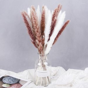 Flores decorativas 15PCS Pampas Grass Decor Fluffy Small Cañas Regalo del día de San Valentín para novia Girasol Decoración del partido Pla artificial