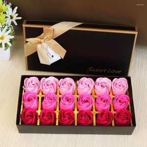 Fleurs décoratives 18 pièces/boîte grande fleur artificielle parfumée pratique simulée luxe belles Roses florales