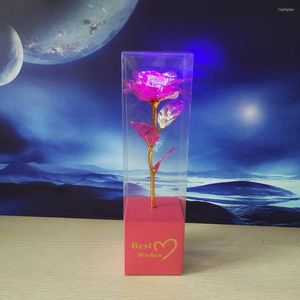 Fleurs décoratives 1pc 24k Foil en aluminium Rose Gold Lover éclairage fleur de la Saint-Valentin Créatic Gift Last Love Love Wedding