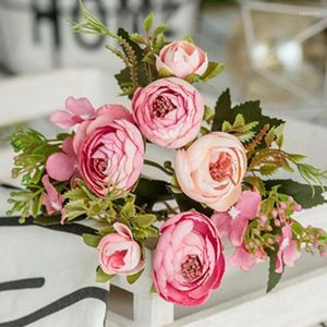 Fleurs décoratives 1pc Camellia Fleur artificielle Diy Bouquet de mariage Bouquet de mariage Bouquets décor Marrioi