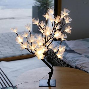 Fleurs décoratives 1 pièce, lampe d'arbre à fleurs en Fiber optique, décoration USB pour mariage, maison, chambre à coucher (noir avec sac blanc)