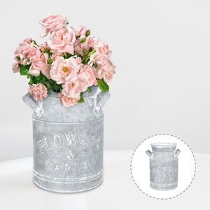 Fleurs décoratives 1Pc Galvanisé Fleur Vase Cadeau de pendaison de crémaillère Jardin Seau Ornement