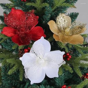 Fleurs décoratives 1pcs simulation Gold Powder Christmas Flower Home Tree Decoration Decoration Festive Party Supplies
