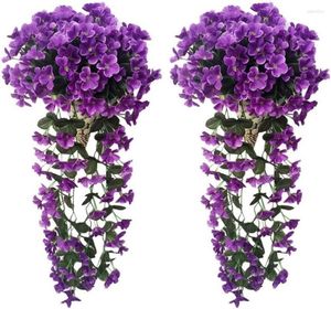 Fleurs décoratives 2 Pack Plantes Suspendues Artificielles Multicolore Fleur Violette Ivy Wisteria Guirlande Décor Belle Soie Floral