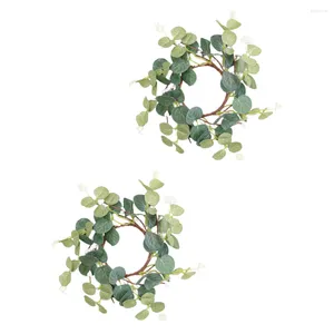 Flores decorativas, 2 uds., decoración verde para el hogar, Mini coronas de pino, manualidades, corona cónica, velas perfumadas, anillos de Navidad, Pascua