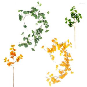 Fleurs décoratives 2 pièces Plante Artificielle Faux Plante Ginkgo Feuille Jaune Célébration De Mariage Décoration De La Maison Jungle Party Table Prop