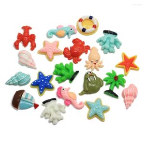 Fleurs décoratives 20/50pcs Simulation mixte océan dos plat résine Kawaii cheval de mer enfants Miniatures maison de poupée cabochon pour centre d'arc de cheveux