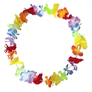 Fleurs décoratives 20 PCS Party Supplies Silk Hawaiian Flower Lei Garland Hawaii Wreath Cheerleading Products Collier