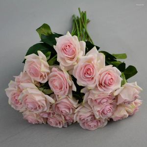 Fleurs décoratives 20 Pièces Blanc Rose Multi Couleur Haute Qualité Plastique Rose Fleur Artificielle Pour La Cérémonie De Mariage Fête D'anniversaire