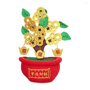 Flores decorativas 2023 Bonsai artificial Estilo chino Decoraciones festivas Trae riqueza Tesoro Regalo Festival de primavera Money Tree falso