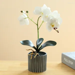 Fleurs décoratives 2024 créatives 8 Phalaenopsis Bonsai Simulation Potted Artificial Flower Home Office Party Decoration