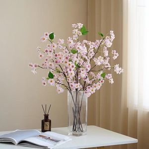 Fleurs décoratives 2024 Simulation Cherry Blossom Peach Branch Home salon Dining Table Decoration Artificial Flower Wedding Set Fake