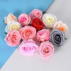 Fleurs décoratives 20pcs 10cm Big Roses Artificial Flower Wedding ACCESSOIRES BRIDAL ACCESSION