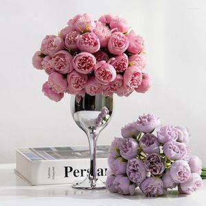 Fleurs décoratives 27 têtes Silk Rose Peony Bouquet Artificial Flower Home Christmas Table Table Décoration de mariage Décor de fête de mariage