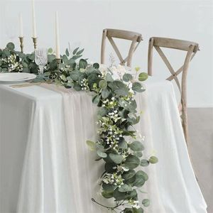 Fleurs décoratives 2pcs / 1pc 180 cm Eucalyptus artificiel Garland Greenery laisse des vignes pour le mariage en fond à la maison décor en gros