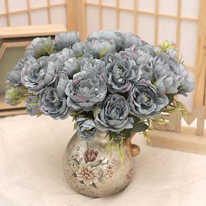 Flores decorativas 2 piezas Peony Peony Peony Flower Flower For Home Wedding Bouquet Silk Silk Rose Decoración de Navidad Falso Año