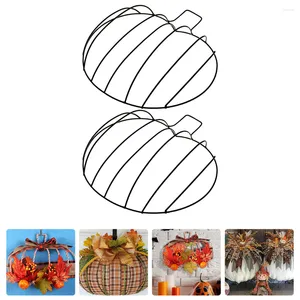 Flores decorativas, 2 uds., formas de corona de calabaza de Metal, marcos de guirnaldas de flores DIY para Halloween, Acción de Gracias y otoño