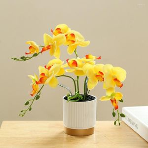 Fleurs décoratives 3 têtes papillon artificiel orchidée bonsaï simulation fausses plantes en pot pour la décoration de salon de chambre à coucher à la maison