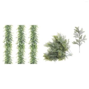 Decorative Flowers 3 Pack Artificial Eucalyptus Garland With 20 Cedar Sprigs