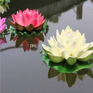 Flores decorativas 30 cm Tamaño grande Simulación Flor de loto de seda artificial Agua flotante para el año Suministros de decoración de la boda en el hogar