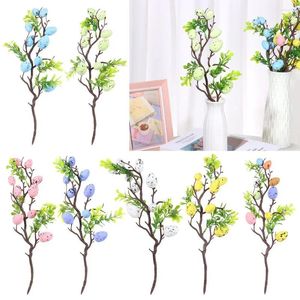 Flores decorativas 35CM favores de la boda del hogar pintura colorida DIY espuma huevo flor Pascua árbol rama decoración planta falsa