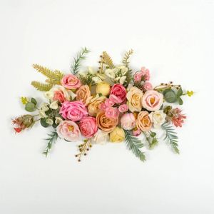 Fleurs décoratives 37pcs Artificiel Silk Flower Head Greenery Combo Set Plant Plante Grab Sac pour DIY Crafts Bouquet