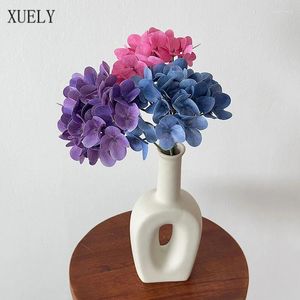 Fleurs décoratives 3d Printing Hand Feel Hortensea Artificial Flower Branch Diy Wedding Floral Arrangement Salon Home Decor Christmas