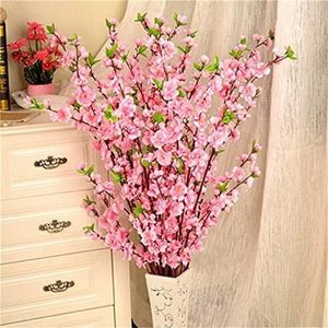 Fleurs décoratives 3 pièces 65 cm branches de fleurs de pêcher artificielles tiges de cerisier en soie fausse plante bouquet de fleurs pour la maison jardin bricolage mariage