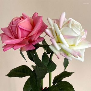 Fleurs décoratives 4Pc Artificielle Hydratant Rose Décor Real Touch Weding Mariée Main Bouquet Partie Maison Decora Faux