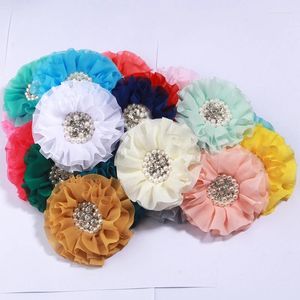 Fleurs décoratives 4 pièces 10 cm gaze Organza tissu grande Rose tête de fleur artificielle robe de mariée jupe maison chapeau décoration bricolage cheveux