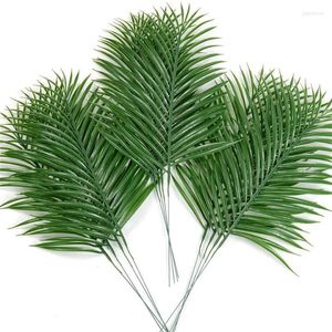 Fleurs décoratives 5/10 pièces grandes feuilles de palmier verdure Faux frondes plantes artificielles tropicales pour décorations de fête hawaïenne dans la jungle