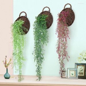 Fleurs décoratives 5 têtes plantes artificielles rotin Tropical Jungle arbre vigne faux tenture murale lierre fleur en plastique pour la maison intérieur