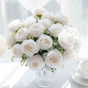 Fleurs décoratives 5 têtes Peony Artificiel pour mariage Bouquet de mariée décor de Noël Fournitures de Noël à la maison