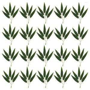 Fleurs décoratives 50 Pcs Feuilles de Bambou Artificielles Faux Plantes Vertes Maison Arbres Topiaires Extérieurs Intérieur Plastique Feuille Arbustes Soie Faux Choix