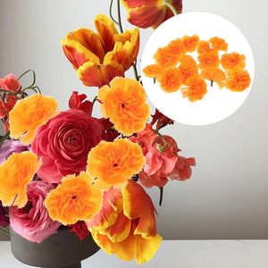 Fleurs décoratives 50 PCS Marigold artificiel faux têtes de fleurs décorations de mariage tissu en soie beaux carnements d'ornement