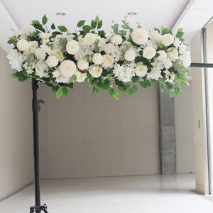 Flores decorativas 50cm DIY Fila de flores artificiales Eucalipto Boda Hogar Fondo Decoración Rosa Peonía Hortensia Planta Mezcla Arco Mesa