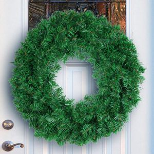 Fleurs décoratives 50 cm guirlande artificielle vert PVC porte couronnes saisonnière décoration de la maison bricolage en osier coeur arc pour