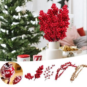 Fleurs décoratives 5pcartificiaux boutures de fruits rouges baies couronne d'arbre de Noël couronne rotin bricolage matériel