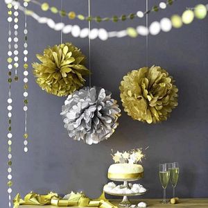 Fleurs décoratives 5pcs 10 25cm d'or or artificielle Hortensia Papier de tissu Garland Party Mariage Fausses Balls Pompom Décoration de la maison