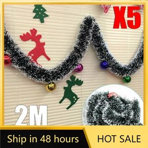 Fleurs décoratives 5pcs 2m Christmas Chunky Tinsel Tree Tree Bow Ornement Decoration Noël Garland Party Supplies 6.5ft Mariage