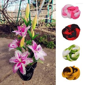 Fleurs décoratives 5 pièces mélange de couleurs Nylon bas Ronde fleur matériel accessoire de traction à la main mariage maison bricolage