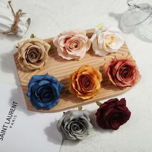 Fleurs décoratives 5 pièces fausse fleur Simulation Rose mariage Confession scène mur avec tête en gros 8 couleurs