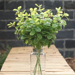 Flores decorativas 60cm 3 tenedor hoja de elefante hojas de plantas verdes arreglo de flores artificiales decoración boda hogar