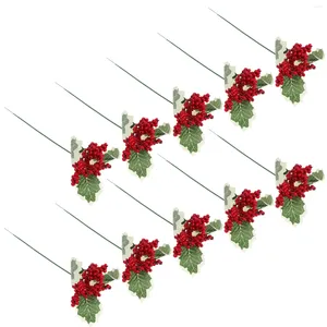 Flores decorativas 6 piezas simulación de Navidad artificial decoración de bayas recogidas ramas rojas para la fiesta de bodas o