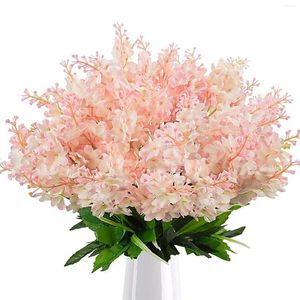 Fleurs décoratives 6 pièces Bouquet de glycine artificielle soie fausse jacinthe pour la maison jardin fleur d'intérieur avec Vase en verre