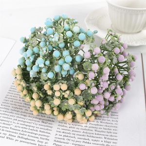 Fleurs décoratives 6pcs mini mousse artificielle baies gypsophile bouquet décor mural de maison mariage bricolage artisanat faux floral floral