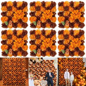 Fleurs décoratives 6 pièces panneaux écran mural artificiel toile de fond florale romantique haie automne récolte décor à la maison fond de fête de mariage